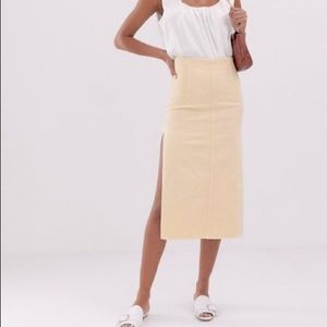 ASOS design denim high waisted midi skirt